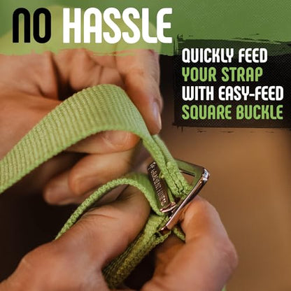 Gradient Fitness Yoga Strap, Friction-Less Easy-Feed Buckle, Super Soft Cotton/Polyester Blend Webbing, Free eGuide. (8 Feet) - color: Green