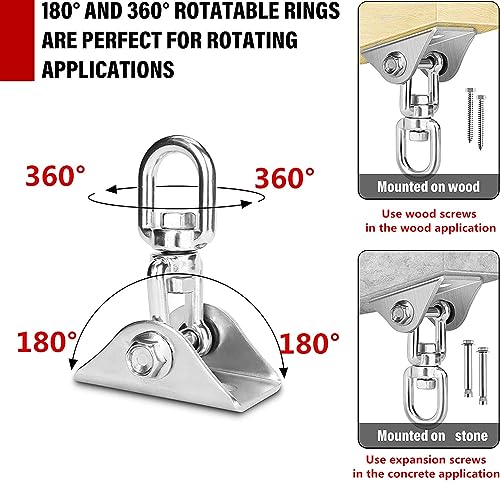 Hammock Hanging Kit - 1200 LB Capacity Heavy Duty 360° Rotating | ,Outdoor Patio Porch Swing Hardware Punching Bag Swivel Hanger,Ceiling Hook for Concrete Wood Swing, Yoga, Gym