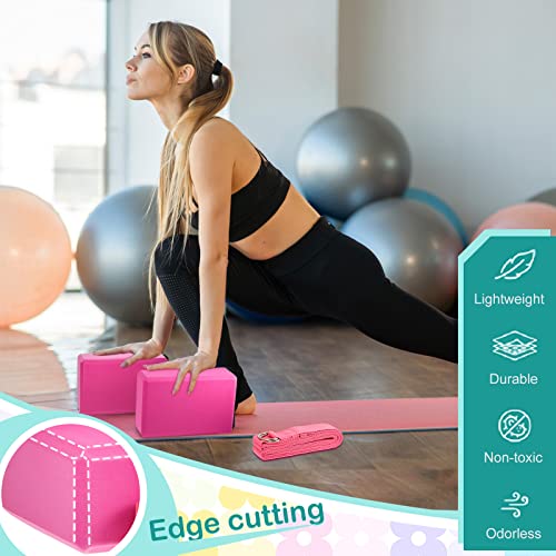Meooeck 18 Pcs Yoga Blocks and Strap Set Include 12 EVA Foam Yoga Blocks Bulk 9"x6"x3" with 6 Adjustable 8 ft Straps D Ring Non Slip Props for Stretching Pilates Workout Studio Home Gym - color: Multicolor