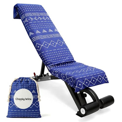 CHEEKY WINX Hooded Microfiber Gym Towel – Highly Absorbent Car Seat Towel with Carry Bag – Double-Sided Sweat Towel, Reversible, Quick Dry & Sand-Resistant Fabric, Aztech Blue, 130 x 60cm - color: Aztec Blue
