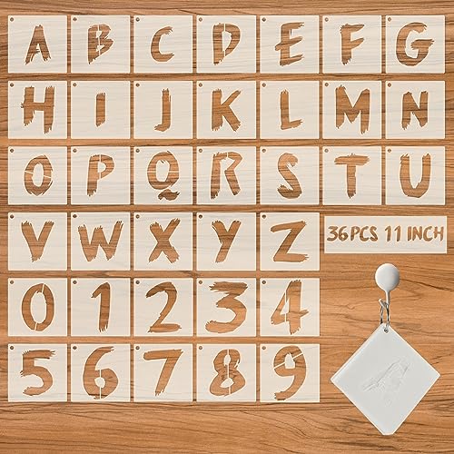 36Pcs Letter Stencils, Reusable Numbers & Alphabet Stencils,11 inch,Cursive | Reusable, Numbers & Alphabet, For Painting on Wood, Wall, Fabric, Rock, Chalkboard, Signage, Spray Painting Compatible - size: 11 IN