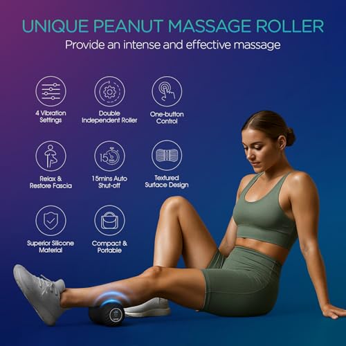 VOYOR-HEALTH Vibrating Peanut Massage Ball, Electric Deep Tissue Roller - color: Black