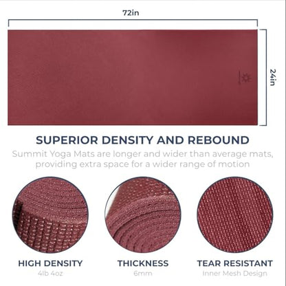 Voyage 5mm Studio Yoga Mats, 10 Pack, 72x24in | Extra Long, Anti-Tear Exercise Mats for Workout, Stretching, Fitness - Non Slip Gym Mats for Home, Schools and Studios - color: Burgundy