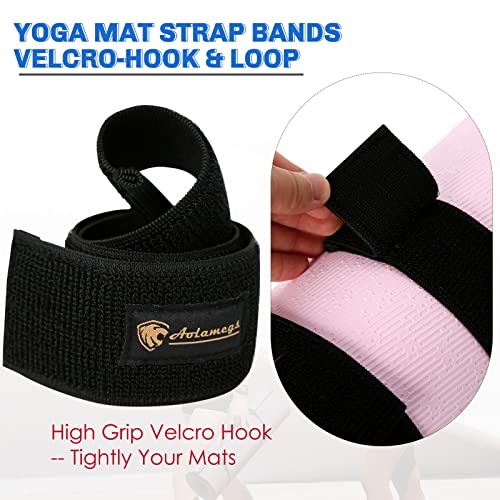 Aolamegs Yoga Mat Strap,Heavy Duty Bungee Straps Band,Wrap Organizer for Yoga Mat/Workout/Exercise(20" L x 2" W) - color: Black Elastic Hook and Loop Straps 4pcs