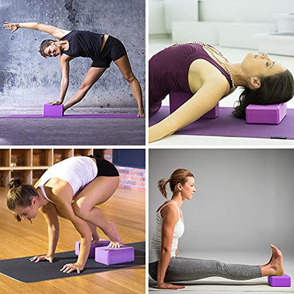 Yoga Mat Set for Beginners,Yoga Mat with Carrying Strap,Yoga Blocks 2 Pack with Yoga Strap,Yoga Ball,Ankle Puller,11-Piece Yoga Kits and Sets for Beginners,Yoga Starter Kit for Women Men - color: Purple
