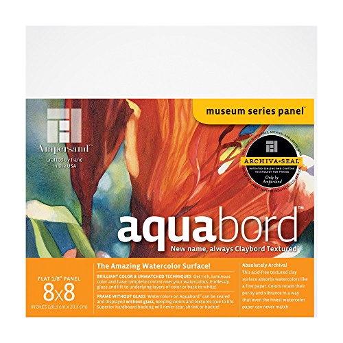 Ampersand Aquabord Panel for Watercolor and Gouache, 1/8 Inch Depth, 8X8 Inch (CBT088) - color: Flat Profile, size: 1/8 Inch, 8" x 8"
