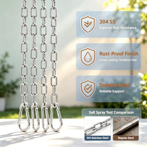 2 Pack Extension Chain for Porch Swing Frame Hammocks Stand, 39" Length - size: 39 in x 2pc