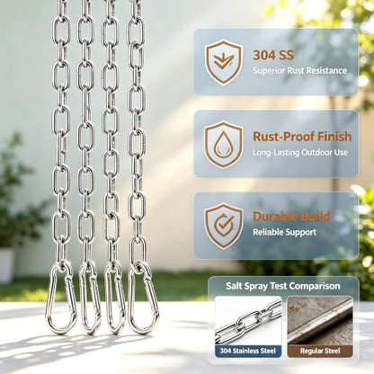 2 Pack Extension Chain for Porch Swing Frame Hammocks Stand, 39" Length - size: 39 in x 2pc