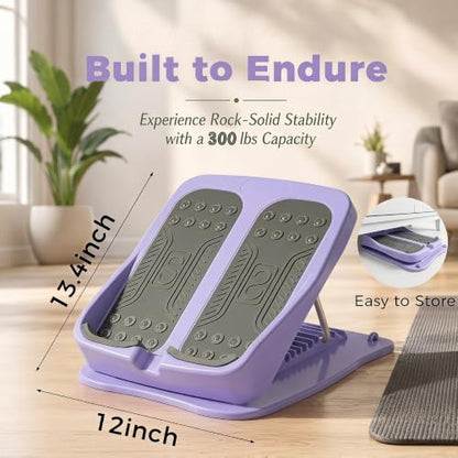 Slant Board for Calf Stretching, 9-Level with 2 Resistance Bands - color: Purple