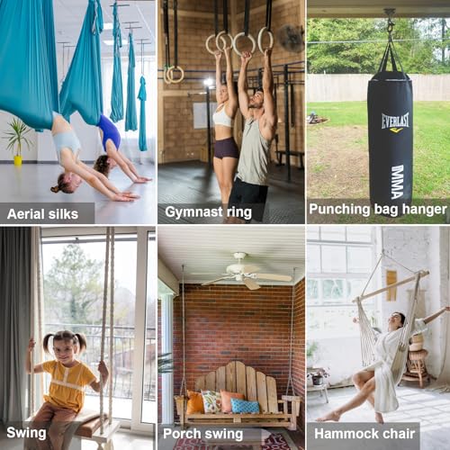 BeneLabel Swing Hanger with Bearing Swivel 800LB Capacity Stainless Steel Ceiling Mount Bracket Hanging Kit for Aerial Silks, Swings, Hammocks, Hanging Chair, Aerial Hoop, Heavy Bag, Yoga Swing - color: Oval Base Hanger(1 Pack)