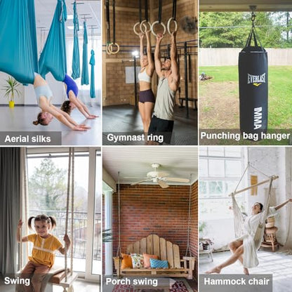 BeneLabel Swing Hanger with Bearing Swivel 800LB Capacity Stainless Steel Ceiling Mount Bracket Hanging Kit for Aerial Silks, Swings, Hammocks, Hanging Chair, Aerial Hoop, Heavy Bag, Yoga Swing - color: Oval Base Hanger(1 Pack)