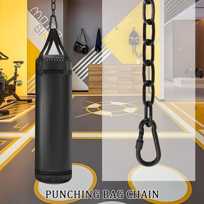 2 Pack 44in Hanging Chair Chain with 4 Carabiners, 500LB Capacity Hanging Kits Heavy Duty Hanging Chair Hardware for Hammock Swing Punching Bags Sandbag Indoor Outdoor Yoga Gym (Black,44in)