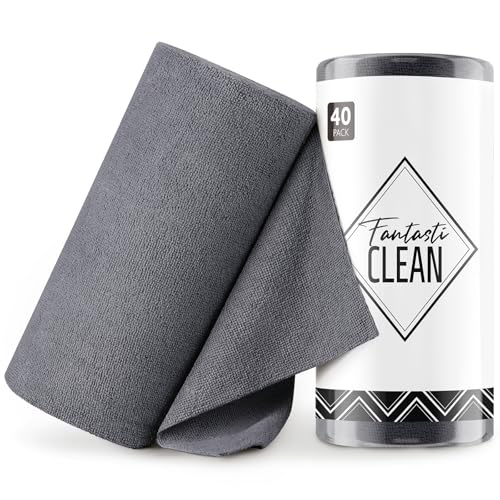 Fantasticlean Microfiber Cleaning Cloth Roll-40 Sheets, 12" x 12" (Dimgrey) - color: Dimgrey, size: 40 pack