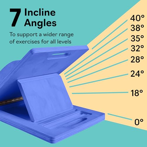 Slant Boards for Exercise, Wooden Slant Board, Calf Stretch Board with 7 Incline Angles, Velour Board, Balance Board & Calf Stretcher, Portable Incline Board for Physical Therapy, Ankle Mobility, Heel & Knees - color: Blue