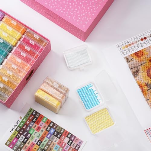 30PCS Diamond Painting Storage Containers Trays with Lids | Diamond Art Beads Storage & Line-Up Trays, Diamond Art Accessories Tools, Diamond Painting Dots Organizer, Pink Box Package - size: 30 Piece Tray Kits