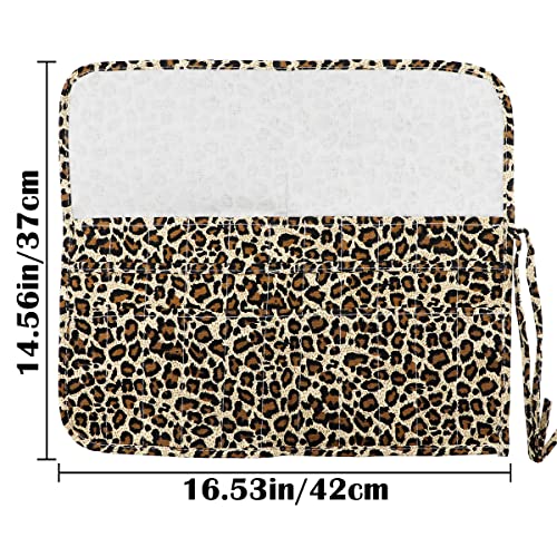 Yolufar 22 Slot Canvas Art Paint Brush Holder Canvas Brush Pouch Watercolor Paintbrushes Roll-Up Case Bag for Watercolor Oil Paint - Leopard Print Style - color: Style-1