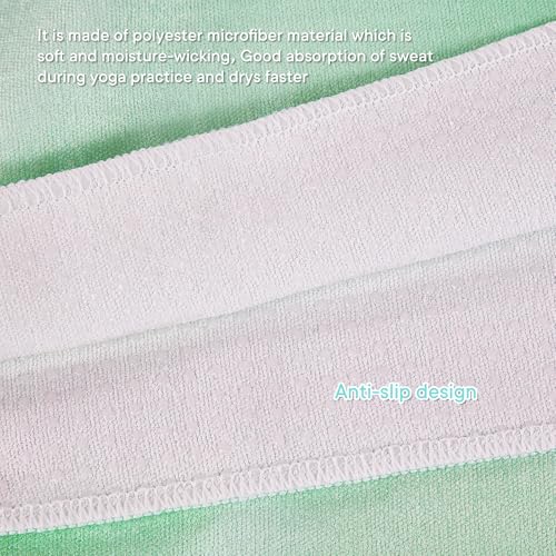Yoga Towels, Non Slip Hot Yoga Mat Towel with Grip Dots,Super-Absorbent Soft Microfiber Yoga Blanket for Pilates, Fitness and Workout 72inch x 24inch - color: Light Green Line
