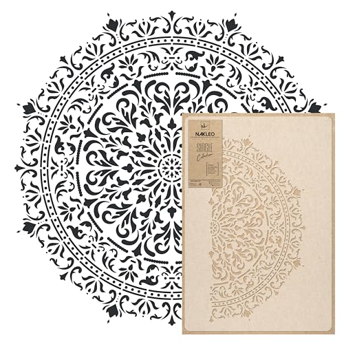 NAKLEO Painting Large Stencil, Diameter 35”, Glamour Mandala Stencil, Reusable Plastic Template, Art Craft DIY, Big Geometric Pattern for Painting Wall Floor Wood Fabric Furniture - color: Glamour Mandala, size: L