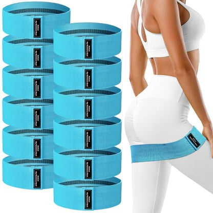 Lenwen 12 Pcs Fabric Resistance Bands Bulk - color: Blue