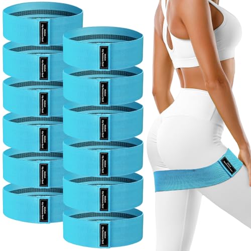 Lenwen 12 Pcs Fabric Resistance Bands Bulk - color: Blue