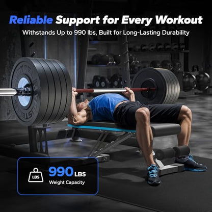 MERACH Weight Bench, Foldable Weight Benches for Home Gym with 990 LBS, Adjustable Weight Bench with 72 Training Angles, Incline Bench Press for Full Body