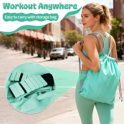 19PCS Pilates Kit, Mint Green Home Pilates Workout Kit for Women, Pilates Equipment with 14" Pilates Ring and Ball, Ankle Weights, Resistance Bands, Pilates Socks Accessories for Home Workout