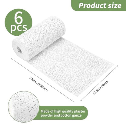 6 Pack Plaster Cloth Rolls for Belly Casting, Sculptures, Masks – Art Gauze Bandage Strips for Craft Molds (5 in x 106 in Each)