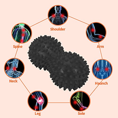 Spiky Massage Ball Peanut Massager Ball Fitness Exercise Mobility Peanut Ball Pain Muscle Steess Foot Myofascial Relief for Plantar Fasciitis Heel Foot Arch Pain (perple) - color: Perple
