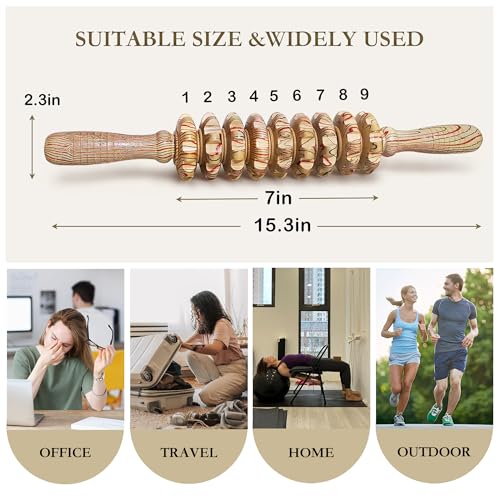 Manual Wood Therapy Massage Stick, Wooden Cellulite Muscle Roller for Legs - color: Wood Grain