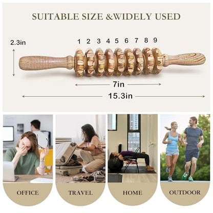 Manual Wood Therapy Massage Stick, Wooden Cellulite Muscle Roller for Legs - color: Wood Grain