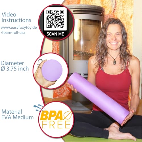 Small Size Medium-Hard Density EVA 4 Inch Foam Roller for Back &Leg Pain; Sore Muscle Recovery; Trigger Point Massage Roller Ø3.75x18inch Physical Therapy; Helps as Spine Cracker Stretcher