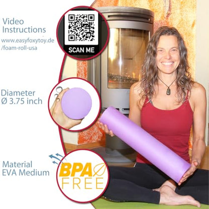 Small Size Medium-Hard Density EVA 4 Inch Foam Roller for Back &Leg Pain; Sore Muscle Recovery; Trigger Point Massage Roller Ø3.75x18inch Physical Therapy; Helps as Spine Cracker Stretcher