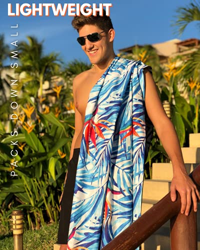 ECCOSOPHY Microfiber Beach Towel - Quick Dry, Sand Free and Oversized 71x35 | Super absorbent, lightweight, swimming, gym, extra large, pool, cruise, camping, yoga, travel, compact, carry bag, vacation - color: Tahiti