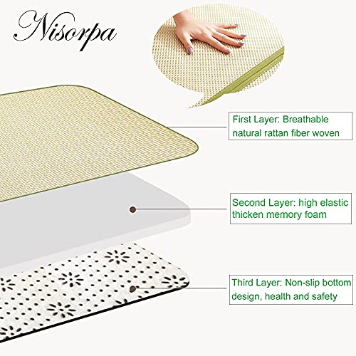 Nisorpa 71'' x 71'' Japanese Tatami Mat Igusa Tatami Mattress 0.47'' Thick - color: Green