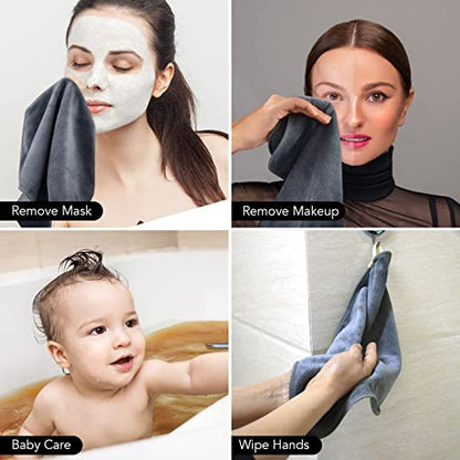 SINLAND Microfiber Facial Cloths Fast Drying Washcloth 12inch x 12inch Grey 6 pack … - color: Grey, size: 1 Count (Pack of 6)