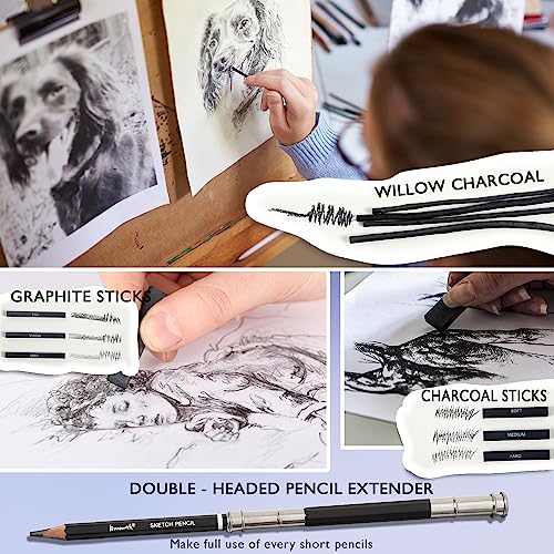 Brusarth Art Supplies Drawing and Sketching for Artists, 42 Pack | Art Sketch Supplies with Sketchbook, Include Graphite Pencil,Charcoal Pencil,Sharpener,Eraser Art Supplies for Artists