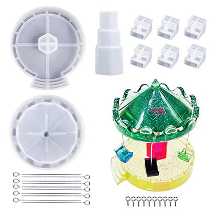 Woohome Silicone Resin Molds Carousel, Rotary Flying Chair Resin Molds, Silicone Molds for Epoxy Resin, DIY Carousel Molds for Office, Home Decor