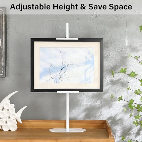 Adjustable Tabletop Easel Stand - Up to 28" Height, Metal Easel Stands for Sign, White Modern Picture Easels for Display, Heavy Duty Easels with Base for Art Paintings Photos - color: White