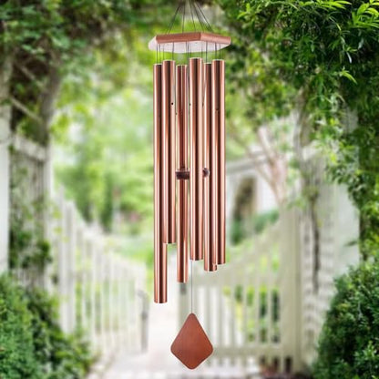 Wind Chimes Outdoor Large Deep Tone, 44 Inches Sympathy Wind Chimes Tuned Soothing Melody, Memorial Wind-Chime with 6 Heavy Tubes for Outside Decoration, Garden/Yard. Copper - size: 44"CP