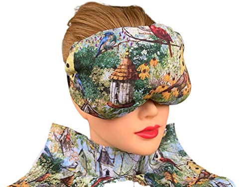 Eye Mask Lavender Eucalyptus, Sinus, Herbal Pack, Hot Cold Pack, Heat Wrap,Organic, Flax Seed, Microwave Therapy, Sleep Mask, Yoga Meditation Eye Pillow, Bird House
