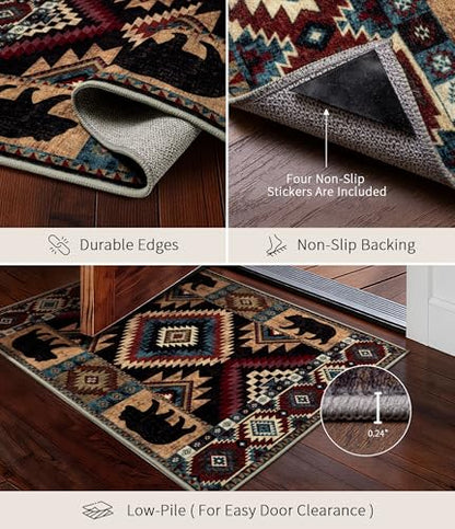 YIHOUSE Washable Western Cabin Area Rug 2x3 Entryway - color: Bear, size: 2'x3'(Rectangular)