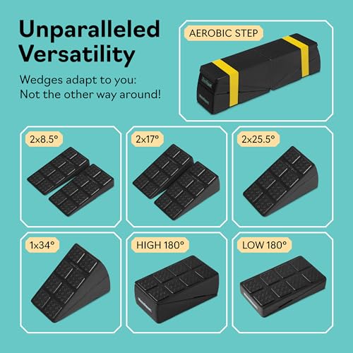 Squat Wedge Block Set of 3/5 - 960 LBS Capacity - Slant Board for Calf Stretching with 5 Stackable Angles - Calf Stretcher Slant Board - Workout Equipment - EPP Material for Exercise Equipment & Physical Therapy - color: Black&Classic