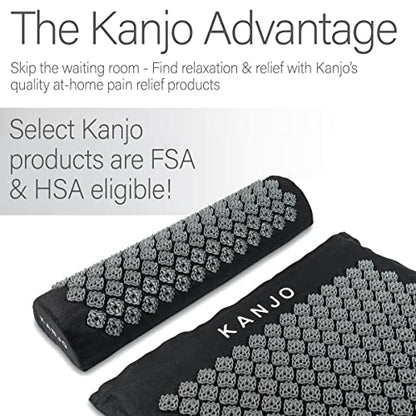 Kanjo 허리 통증 완화 및 목 통증 완화를 위한 지압 매트 및 베개 세트, 근육 통증 완화를 위한 압력점 포함, 여행 가방 포함 - 블랙 XL - color: XL 오닉스