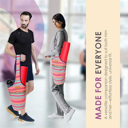 ALLEN & MATE 100% Cotton Canvas Yoga Mat Bag, Fits Mats up to 72 In Long and 7.5 In Thick, Wide Shoulder Strap, Zip Pocket, Blue Stripe - color: Orange Stripe
