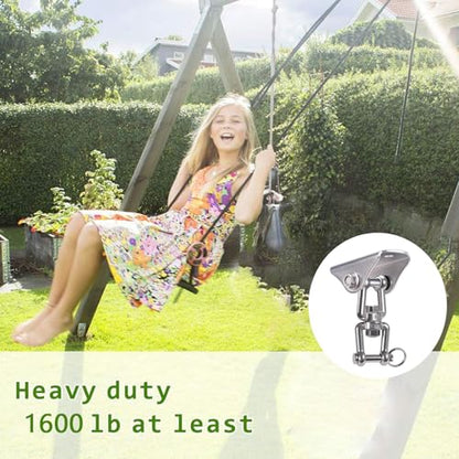 2 Pcs Swing Hangers Heavy Duty Stainless Steel Ceiling Swing Mount 360° Silent Swing, Playground Porch Yoga Seat Trapeze, Hammock Chair, Hanging Kit, Swing Set Indoor Outdoor