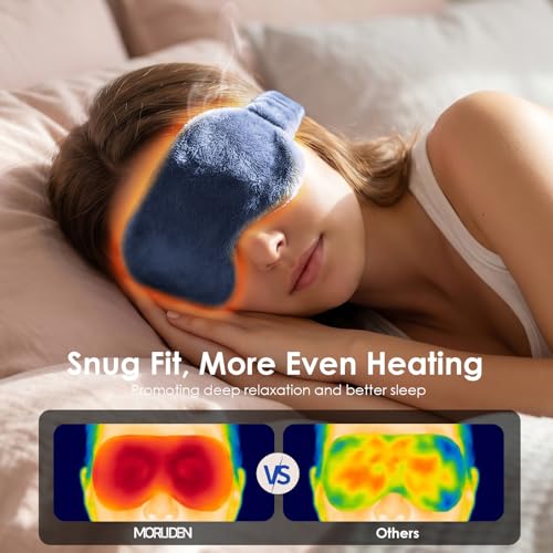 MORLIDEN Heated Eye Mask for Dry Eyes & Stye - Microwavable Warm Compress | For Blepharitis, Chalazion, MGD-Lightweight, No Heavy Pressure-Reusable Moist Heat Mask with Natural Flaxseed (Navy Blue) - color: Navy Blue