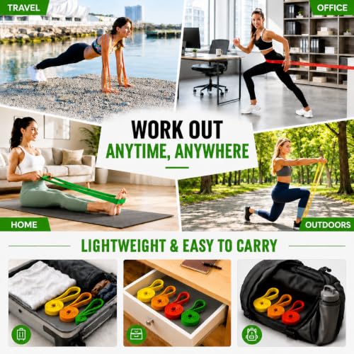 Resistance Bands for Working Out, 5-125LBS Pull Up Assist Bands Set - color: Green and Others With handle