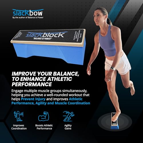 SlackBow SlackBlock Athletic Balance Trainer – Improve Balance, Stability, and Athletic Performance – Condition Your Body and Prevent Injury - Compact and Portable - size: 15"