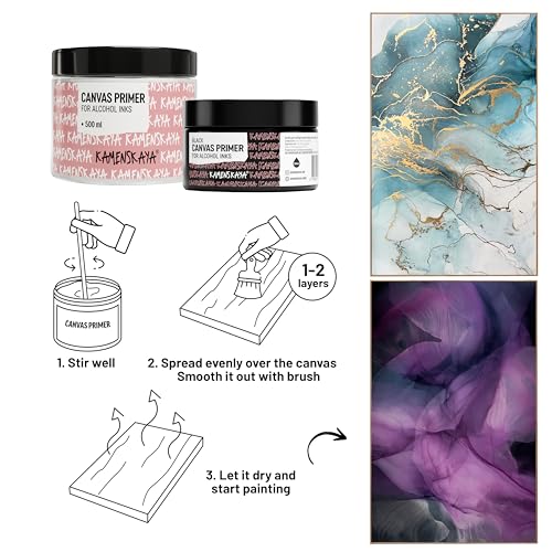 KAMENSKAYA Black Acrylic Gesso Primer for Alcohol Ink Painting on Canvases,16.9 fl oz (250 ml) - color: Black, size: 8.45 Fl Oz (Pack of 1)