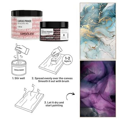 KAMENSKAYA White Acrylic Gesso Primer for Alcohol Ink Painting on Canvases, 8.45 fl oz (250 ml) - color: White, size: 8.45 Fl Oz (Pack of 1)
